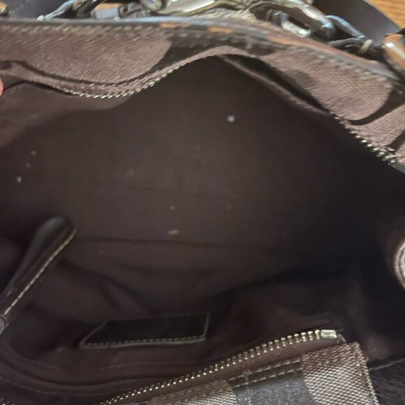 Coach Black/Brown Canvas and Leather Hampton Satchel Handbag - Picture 10 of 12